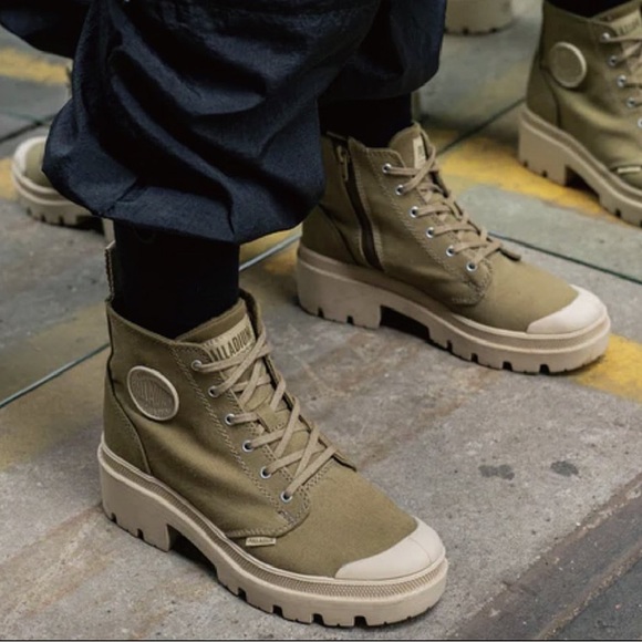 Palladium - Free People - Women’s ‘Pallabase Twill’ Boots - Dune - Picture 3 of 10